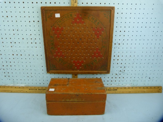 Wooden chest & Chinese Checkers wooden game board