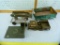 5 Toy metal pieces: jeep body, dump box, bases