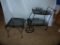 Newer metal tea cart and footstool, both painted black