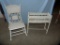 2 Wicker items: fern stand & rocking chair, both painted white