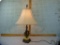 Electric lamp, akro-agate in metal base with ship design, works