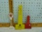 3 Plastic advertising pieces: thermometers (works) & scrapers