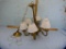 Bronze chandelier w/6 electrified candle-style lamps w/shades