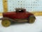Metal toy car with rumble seat, wooden wheels, 8