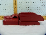 Unmarked metal toy truck w/tilting bed, no axles/tires