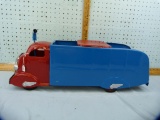 Metal toy ride-on truck & trailer, 11-1/4