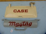 2 Metal pieces: Case tractor tool box lid & Maytag wringer cover
