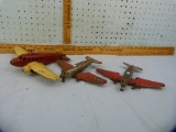 3 Metal toy airplanes: 2 Marx & 1 unmarked