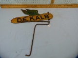 Dekalb metal sign, swings on stake, corn with wings