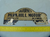 License plate topper: Sigourney Parkhill Motors