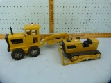 2 Metal Tonka toys: T-6 bulldozer & road grader (missing blade)