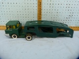 Metal toy truck with auto carrier, 2-pc, 22-3/8
