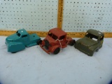 3 Metal truck cabs, various conditions & completeness