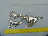 3 Ford Mustang hood ornaments, all stamped Ford