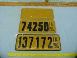 (3) 1915 Iowa metal license plates, painted