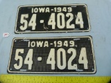 (2) 1949 Iowa license plates, 14-5/8