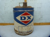 D-X Motor Oil 5-gallon tin, some indents, rust
