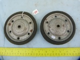 2 Rubber tires with metal rims, 5-1/4