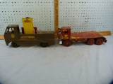 2 Ny-Lint metal toy vehicles: flat hauler & guided missile carrier