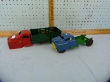 2 Metal toy trucks, repainted, not complete