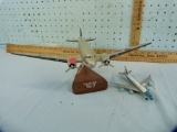 2 Model airplanes, includes 1:72 Douglas DC-3 (wood) w/stand