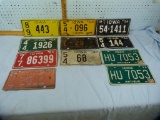 11 Iowa metal license plates, dates from 1956 to 1979