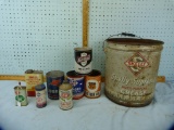9 Tins: (3) Skelly, Shell, Mobil, Conoco, Northland, & (2) Phillips 66