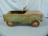 Unmarked metal pedal car, rusty, 17-1/2