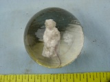 Sulphide marble with child on stump, reproduction, 2-1/4