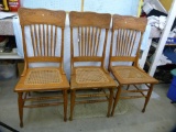 3 Cane-bottom chairs, 41