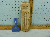 2 Advertising pieces: thermometer & scraper