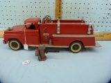 Tonka Toys metal toy fire truck with fire hydrant, 17-1/4 