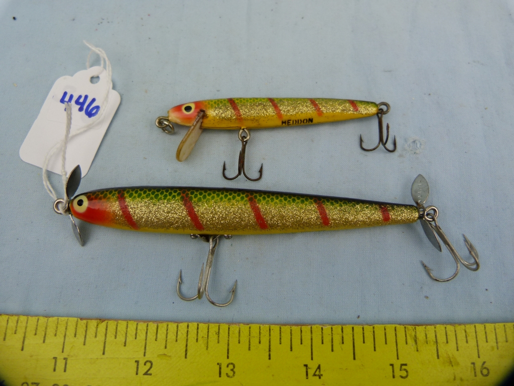 2 Heddon fishing lures: Wood Cobra & Wood Surface