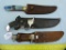 3 Knives w/leather sheaths, 3x$