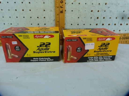 Ammo: 2 bricks/500 Aguila .22 LR, 40 gr, 2x$