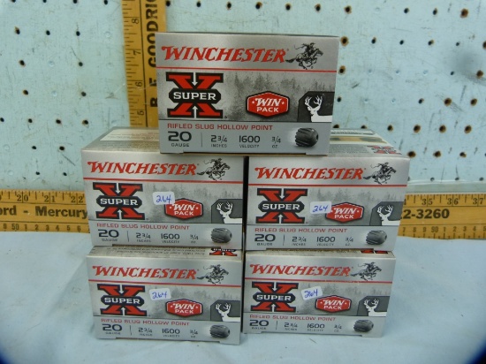 Ammo: 5 boxes/15 Winchester 20 ga, 2-3/4", rifled slug, 5x$