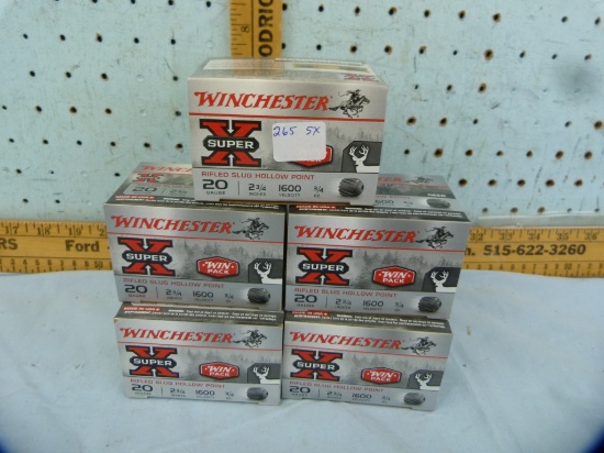 Ammo: 5 boxes/15 Winchester 20 ga, 2-3/4", rifled slug, 5x$