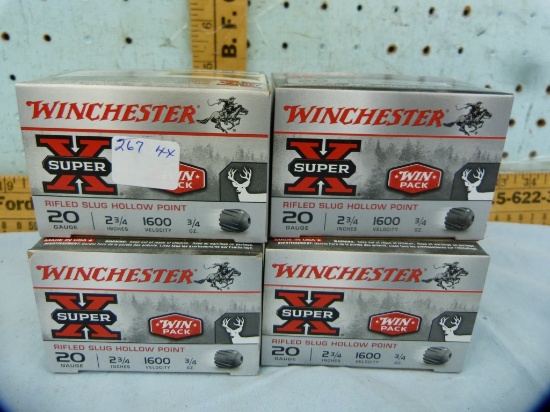 Ammo: 4 boxes/15 Winchester 20 ga, 2-3/4", rifled slug, 4x$