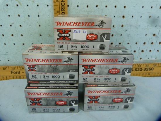 Ammo: 5 boxes/15 Winchester 12 ga, 2-3/4", rifled slug, 5x$