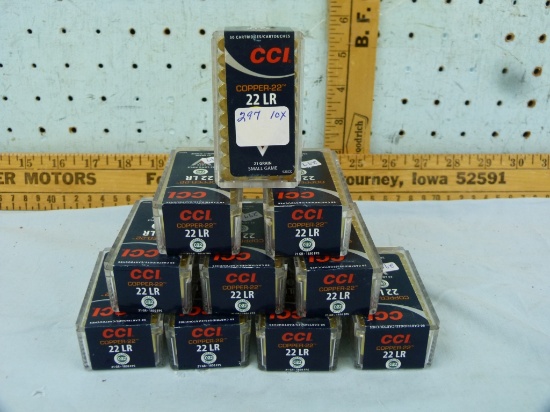 Ammo: 10 boxes/50 CCI .22 LR, Copper 22, 21 gr, 10x$