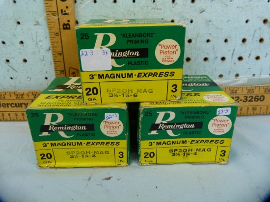 Ammo: 3 boxes/25 Remington 20 ga, 3" Magnum Express, 3x$