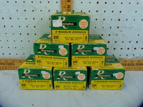 Ammo: 6 boxes/25 Remington 20 ga, 3" Magnum Express, 7-1/2 shot, 6x$