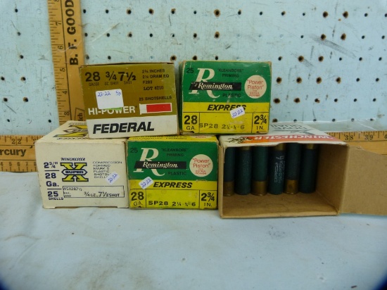 Ammo: 5 boxes/25 (short 1), 28 ga, 2-3/4", 6 & 7-1/2 shot, 5x$