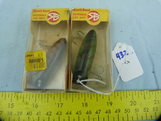 2 Fishing lures: South Bend Midge-Orenos w/boxes, 2x$