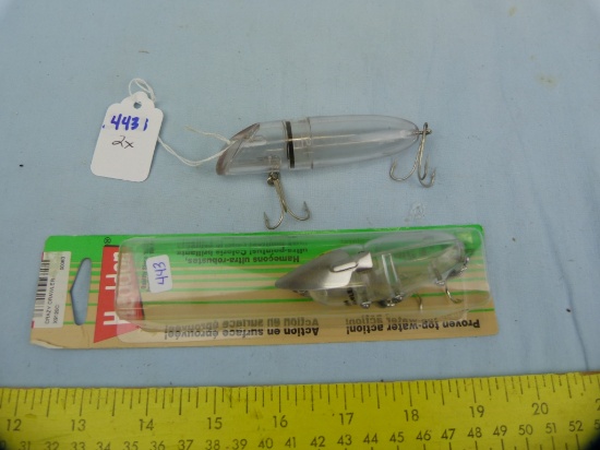 2 Heddon clear fishing lures: Crazy Crawler & River Runt, 2x$