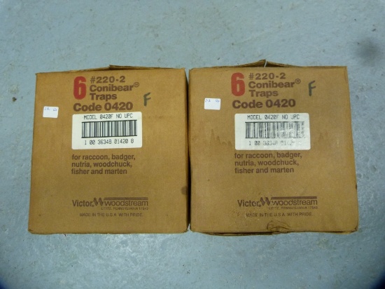 Traps: (12) #220-2 Conibear traps, in 2 boxes, NIB, 12x$