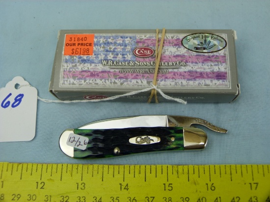 Case XX USA 61953-1/2L russlock knife, green jig bone, with box
