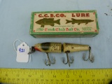Fishing lure: Creek Chub Jointed Pikie, glass eyes, silver flash, with box