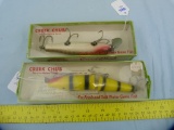 2 Creek Chub fishing lures: Pikie w/glass eyes, & Musky Pikie, 2x$