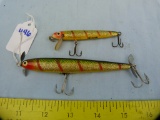 2 Heddon fishing lures: Wood Cobra & Wood Surface Cobra